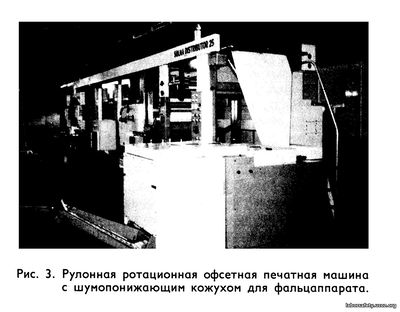 Рулонная ротационная офсетная печатная машина с шумопонижающим кожухом